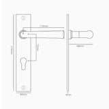 Apsley Maniglia per porta con placca lunga, molla e serratura Euro – Nichel Lucido